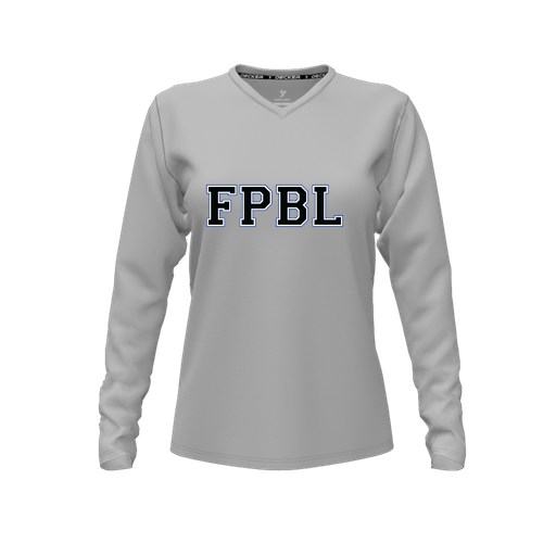 [FTLVCFGY-FYXS-LOGO2] Comfort T-Shirt (Female Youth XS, Gray, V Neck, Logo 2, Long Sleeve)