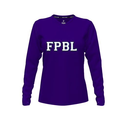 [FTLVCFPP-FYXS-LOGO1] Comfort T-Shirt (Female Youth XS, Purple, V Neck, Logo 1, Long Sleeve)
