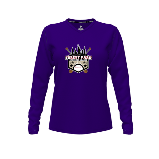 [CUS-DFW-TEES-CMF-VNK-LSL-PUR-FYXS-LOGO3] Comfort T-Shirt (Female Youth XS, Purple, V Neck, Logo 3, Long Sleeve)