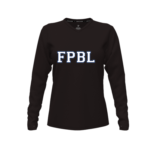 [FTLVPTBK-FYXS-LOGO1] Decker Performance T-Shirt (Female Youth XS, Black, V Neck, Logo 1, Long Sleeve)