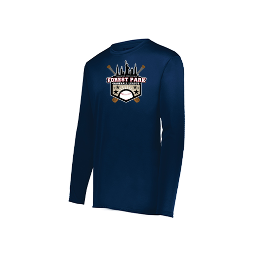 [222823.065.S-LOGO3] Youth LS Smooth Sport Shirt (Youth S, Navy, Logo 3)